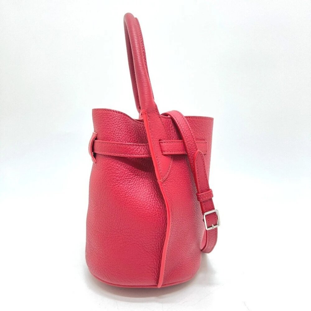CELINE big bag bucket nano 2WAY Hand Bag Shoulder Bag Leather Red/SilverHardware - Picture 4 of 9